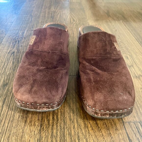 CHANEL Brown Suede Classic CC Logo Vintage Clogs Mules 39 8.5 9 Platform Slides - Picture 6 of 6